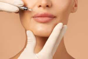 Woman's lips getting lip filler in Boca Raton, FL