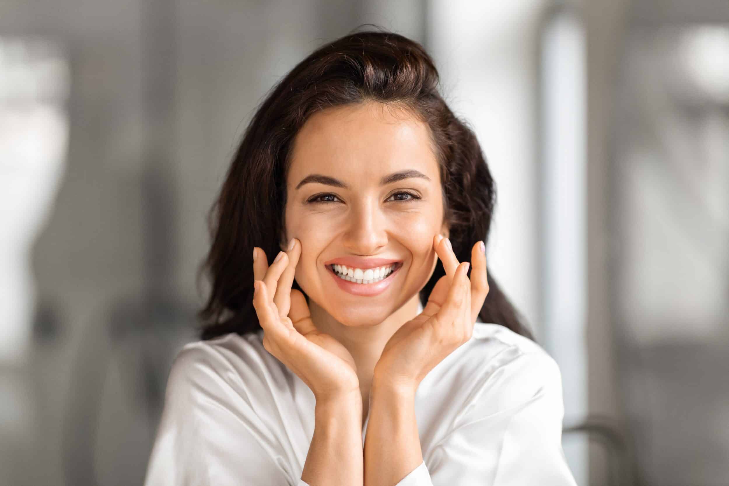 Woman smiling with nice skin after PDO Thread Lift in Boca Raton, FL